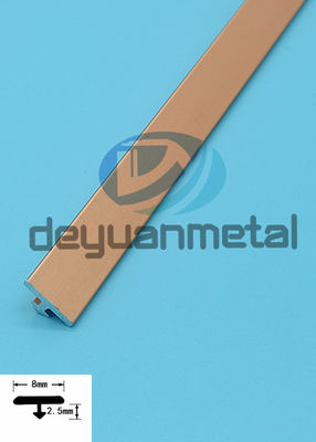 Profili di alluminio dorati di T che riguardano livello 2.5mm di larghezza 8mm